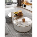 Round Storage Coffee Table Set With Two Stools